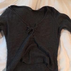 long sleeve cross up shirt